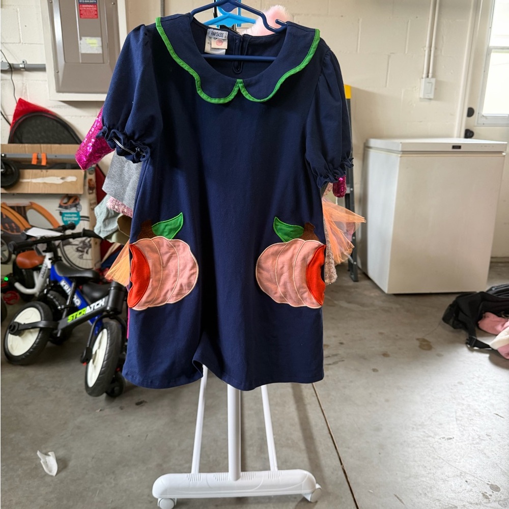 Navy Blue Dress with Peach Pockets
